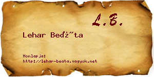 Lehar Beáta névjegykártya