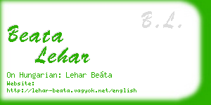 beata lehar business card